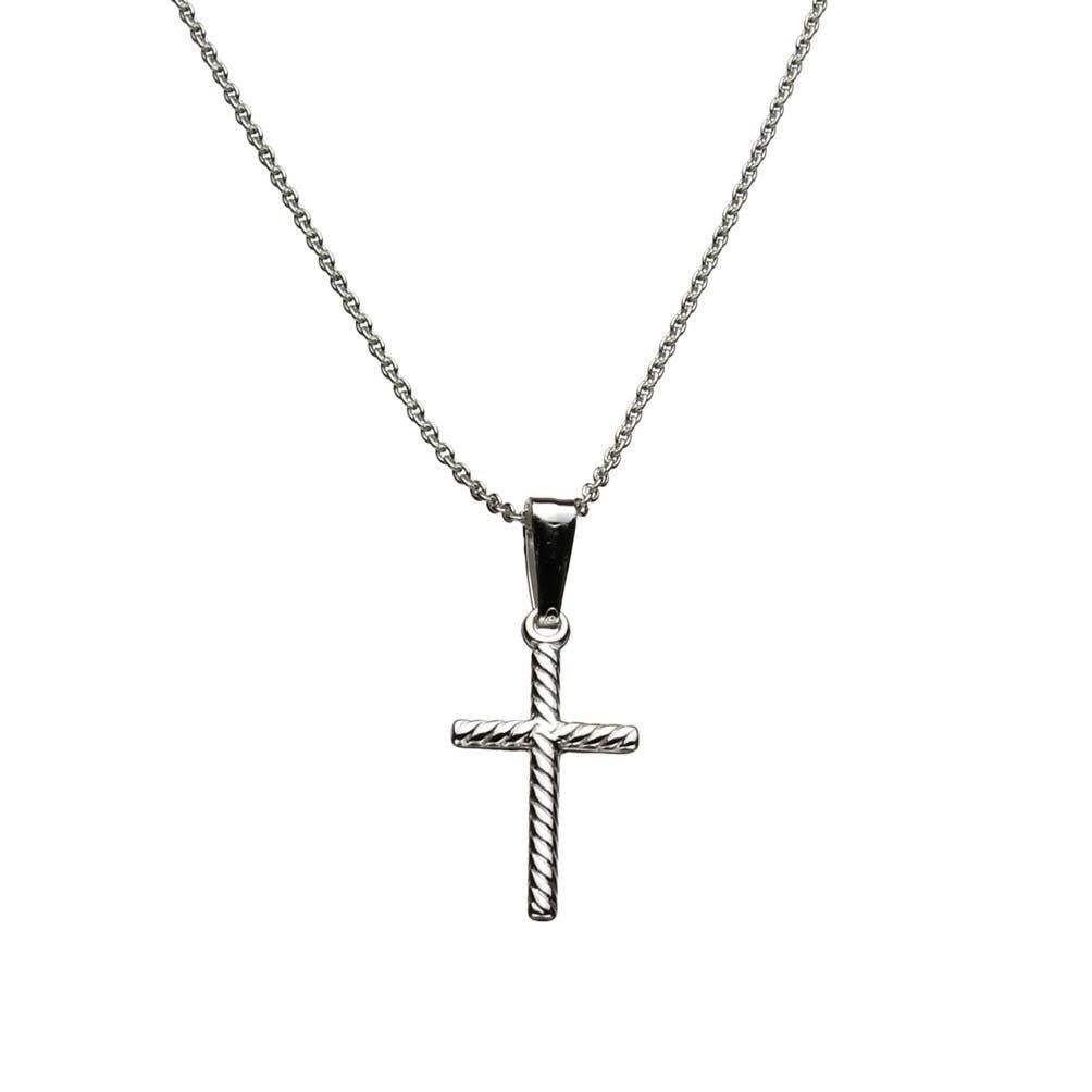 [Australia] - Sterling Silver Small Cross Pendant Cable Chain Necklace Italy 18.0 Inches 