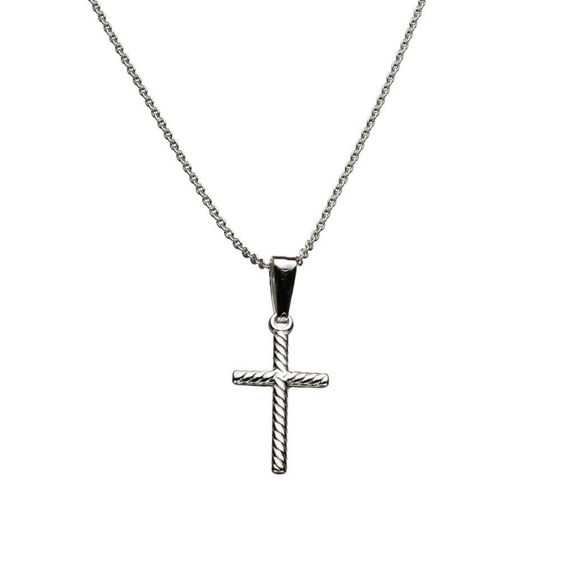 [Australia] - Sterling Silver Small Cross Pendant Cable Chain Necklace Italy 18.0 Inches 