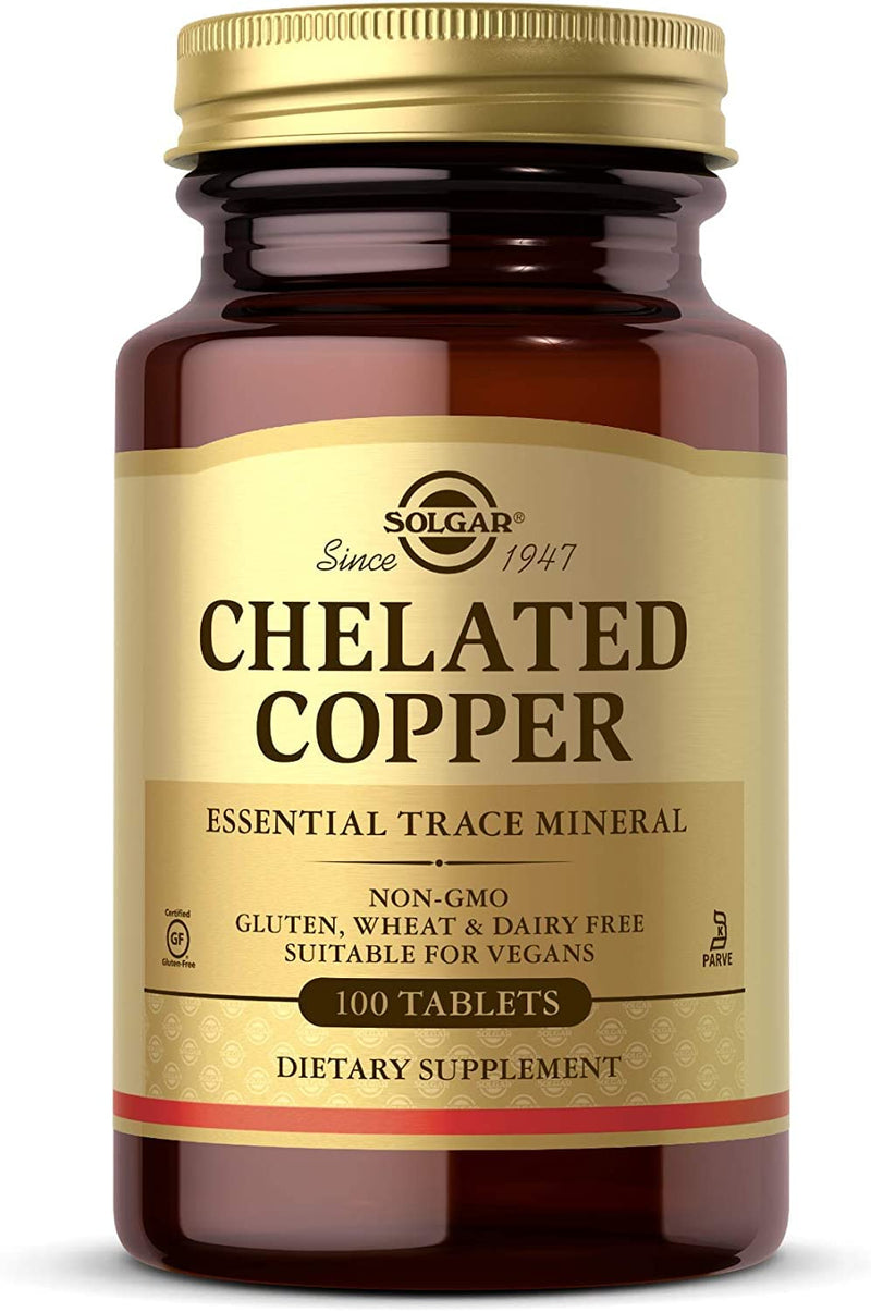 [Australia] - Solgar Chelated Copper, 100 Tablets - Essential for Collagen Formation - Highly Bioavailable Form - Supports Connective Tissue - Non-GMO, Vegan, Gluten Free, Dairy Free, Kosher - 100 Servings 