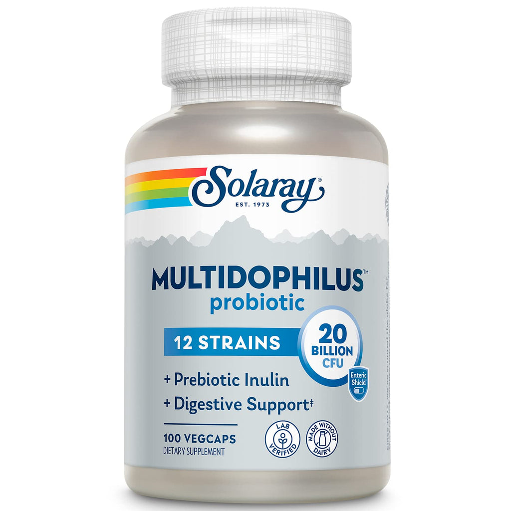 [Australia] - Solaray Multidophilus 12 Strain Probiotic | 20 Billion CFU | Healthy Gut Support | 50 Servings | 100 Enteric VegCaps 