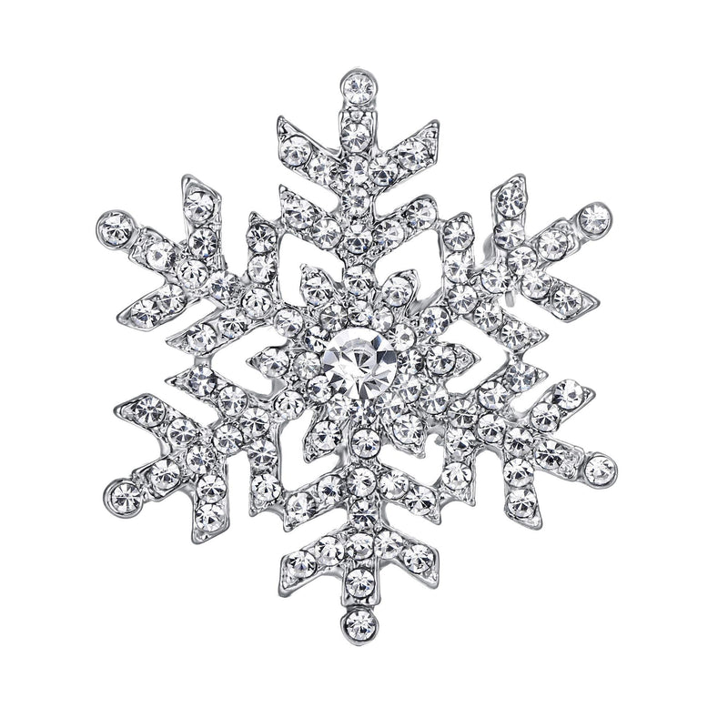 [Australia] - EVER FAITH Austrian Crystal Bridal Elegant Snowflake Flower Brooch Clear Silver-Tone 