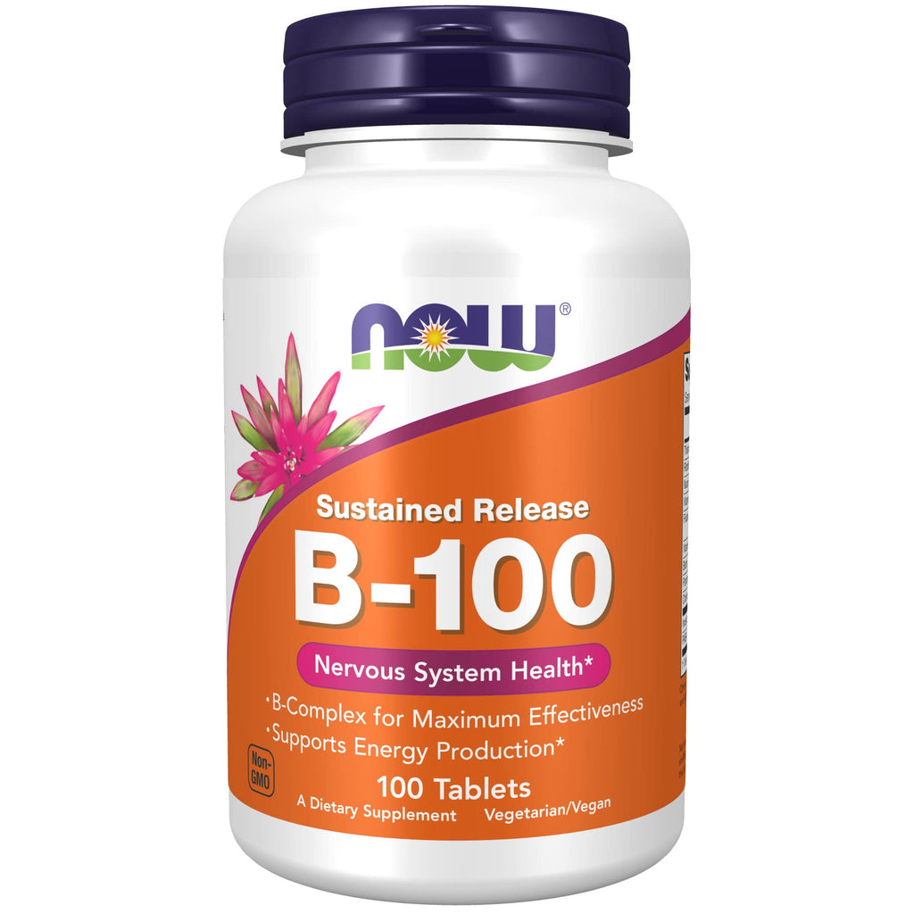 [Australia] - NOW Supplements, Vitamin B-100, Sustained Release, Energy Production*, Nervous System Health*, 100 Tablets 