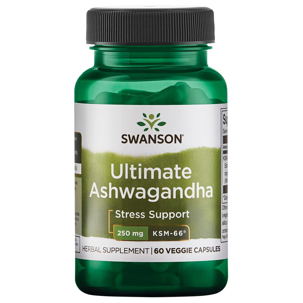 [Australia] - Swanson Ultimate Ashwagandha KSM-66 - Herbal Supplement Supporting Healthy Stress Levels & Relaxation - Natural Formula to Promote a Calm & Relaxed Mindset - (60 Veggie Capsules, 250mg Each) 1 