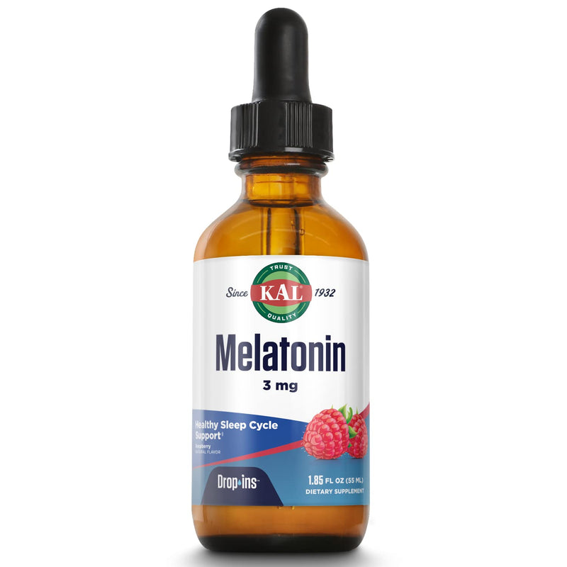 [Australia] - KAL Melatonin DropIns 3mg | Natural Raspberry Flavored Drops | Fast-Acting Formula for Adults | 1.85 Fl. Oz. | Approx. 55 Servings 