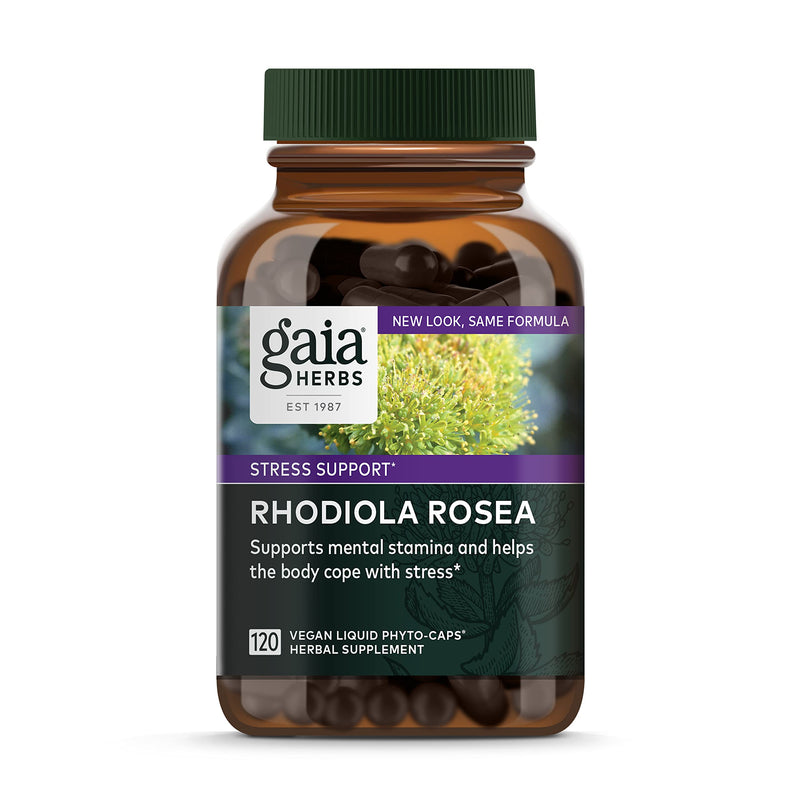 [Australia] - Gaia Herbs Rhodiola Rosea - Stress Support Supplement Traditionally for Supporting Healthy Stamina and Endurance - With Siberian Rhodiola Root Extract - 120 Vegan Liquid Phyto-Capsules (60-Day Supply) 120 Count (Pack of 1) Standard Packaging 