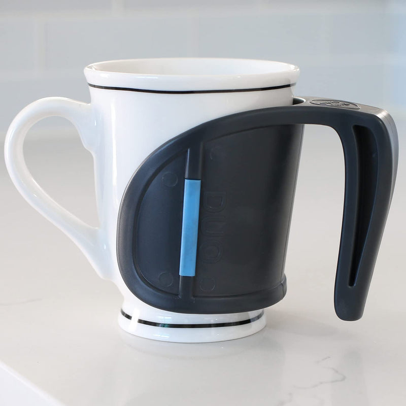 [Australia] - HealthSmart DUO Beverage Grip Handle for Mugs, Glasses and Bottles, Protects Hands from Hot Mug Surfaces, Blue, 0.5 Pound 