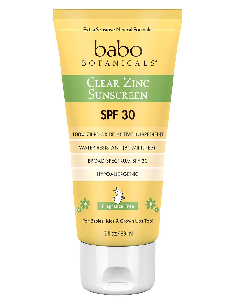 [Australia] - Babo Botanicals Zinc Sunscreen Lotion SPF 30 with 100% Mineral Actives, Non-Greasy, Water-Resistant, Fragrance-Free, Vegan, For Babies, Kids or Sensitive Skin, Clear, 3 Fl Oz 3 Fl Oz (Pack of 1) 