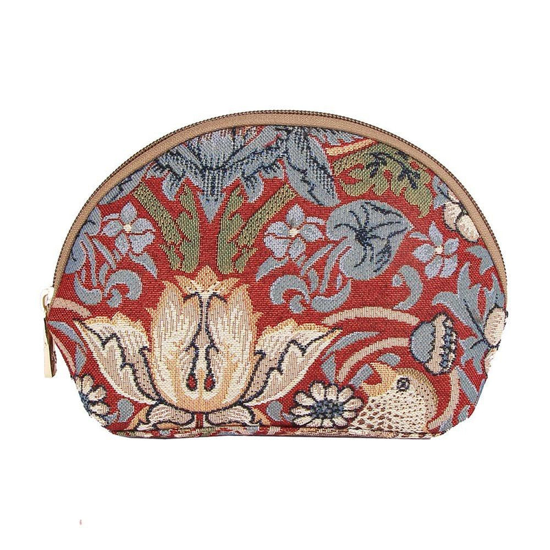 [Australia] - Signare Tapestry Cosmetic Bag Makeup Bag for Women with Red Floral William Morris Strawberry Thief Tapestry (COSM-STRD) Strawberry Thief Red 