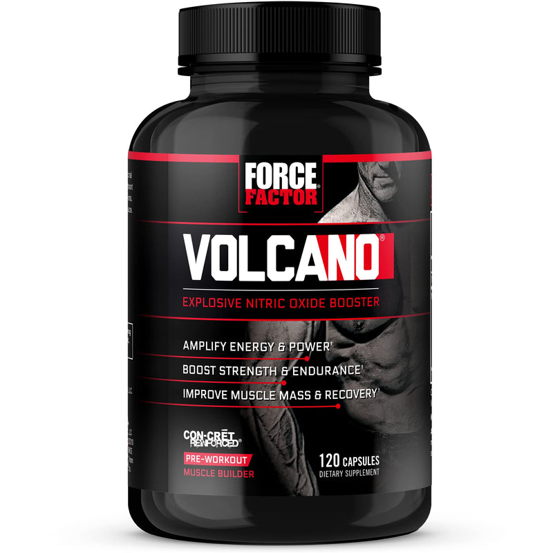 [Australia] - Volcano Pre Workout Nitric Oxide Booster Supplement for Men with Creatine and L-Citrulline to Boost Nitric Oxide and Energy, Build Muscle, Better Pump and Workout, Force Factor, 120 Capsules 