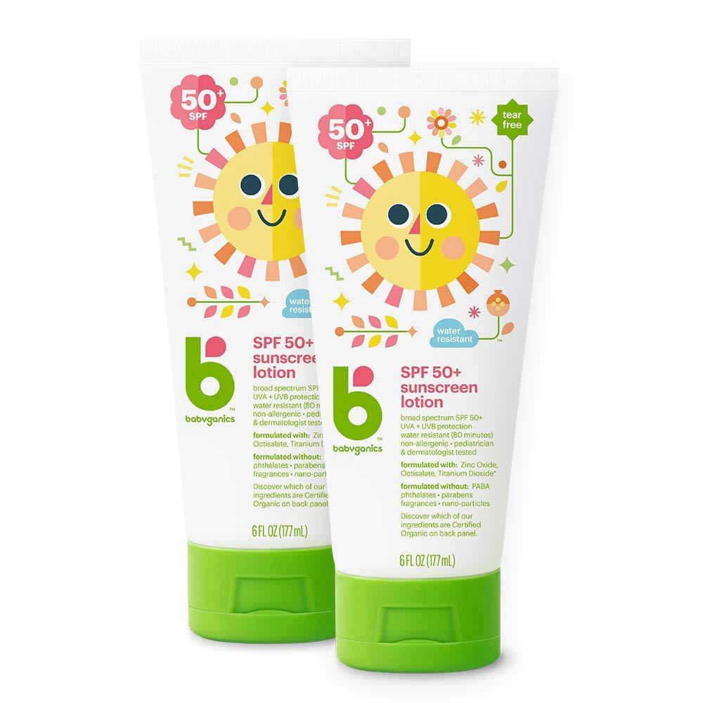 [Australia] - Babyganics SPF 50 Baby Sunscreen Lotion UVA UVB Protection | Water Resistant |Non Allergenic, 2 Pack (6 Ounce) 