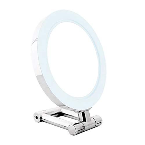 [Australia] - Rucci Tabletop LED Chrome Stand Mirror, Double Sided 10x/1x Magnification, 6" Dia. Frame to Frame 