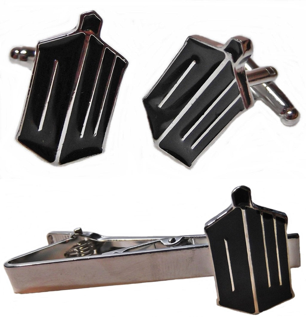 [Australia] - DOCTOR WHO "DW" Logo Metal/ Enamel TIE CLIP & CUFFLINKS SET 