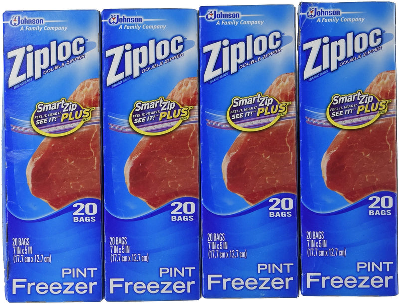 [Australia] - Ziploc Freezer Bags - Pint, 20 Count (Pack of 4) 