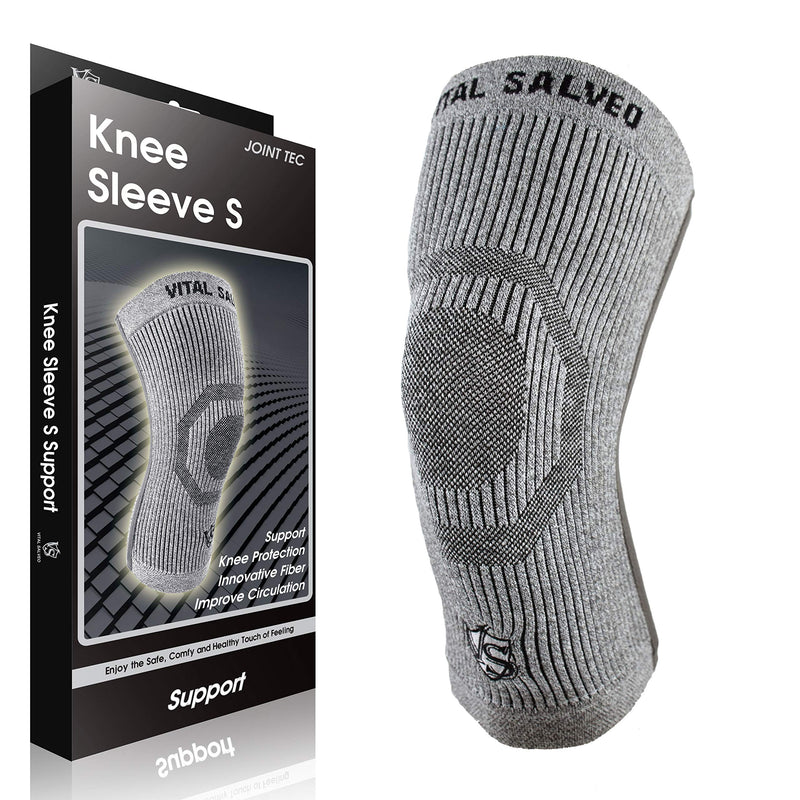[Australia] - Vital Salveo Knee Compression Sleeve Swelling Recovery Knee Brace S-Support Pain Relief for Men and Women Unisex for Running Basketball Gym Workout Sports Light Grey (1PC) Medium Medium (Pack of 1) 