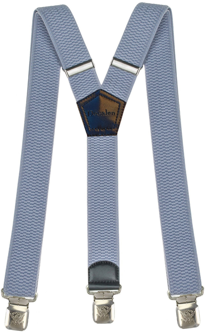 [Australia] - Mens Suspenders Wide Adjustable and Elastic Braces Y Shape with Very Strong Clips - Heavy Duty Babby Blue 