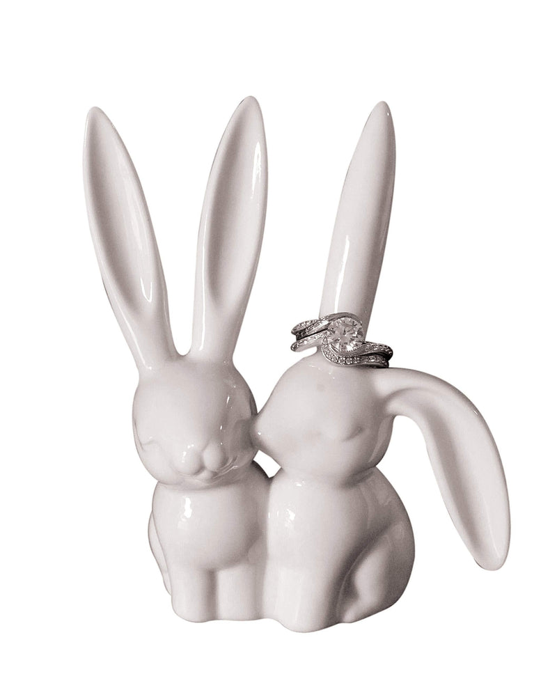 [Australia] - Creative Co-Op DA2618 White Ceramic Bunny Ring Holder, 3" L x 4" H 