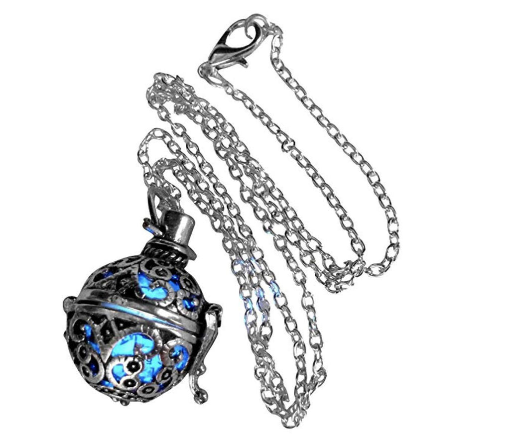 [Australia] - UMBRELLALABORATORY Steampunk FIRE Necklace - Pendant Glow Locket - Great Gifts for Teen Girls, Mother, Father, Little Girls Jewelry Blue 