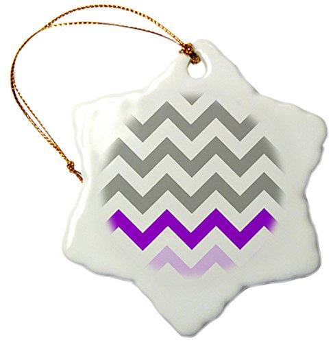 [Australia] - 3dRose ORN_179808_1 Charcoal Grey Chevron with Purple Zig Zag Accent Gray Zigzag Pattern Snowflake Ornament, Porcelain, 3" 