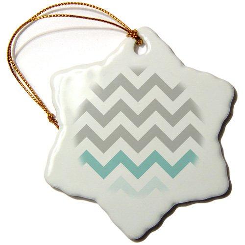 [Australia] - 3dRose ORN_179811_1 Grey Chevron with Mint Turquoise Zig Zag Accent Gray Zigzag Pattern Snowflake Ornament, Porcelain, 3-Inch 3 inch Snowflake Porcelain Ornament 