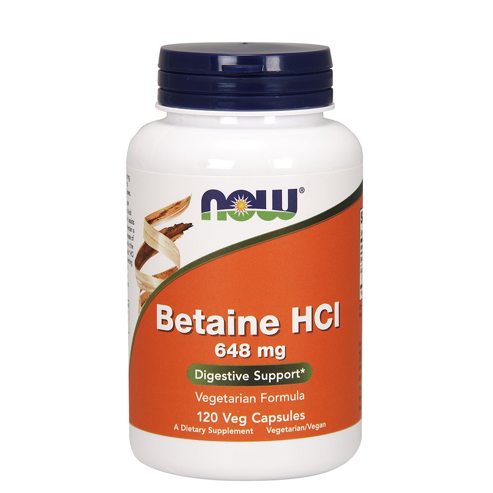 [Australia] - Now Foods Betaine HCl, 648 mg with 150 mg of Pepsin, 120 Capsules, 2 Pack 