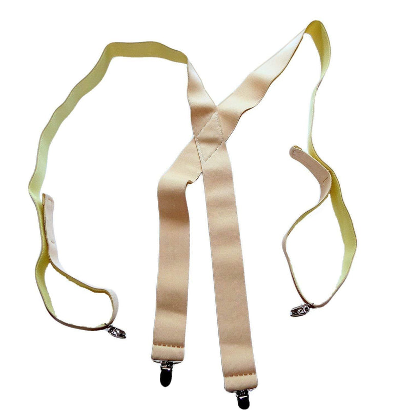 [Australia] - Solid Beige Hold-Ups XL Undergarment Suspenders 1 1/2" wide X-back Style, No-slip Metal Clips 