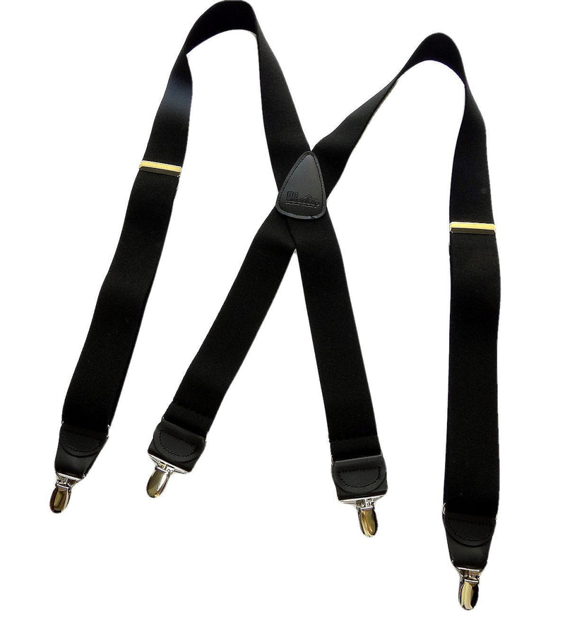 [Australia] - Holdup Suspender Company USA made All Black X-back style Suspenders with silver-tone No-slip Clips 