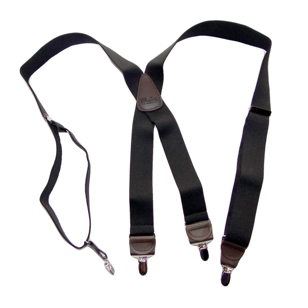 [Australia] - HoldUp Brand Black Pack color X-back Suspenders with patented No-slip Silver-tone Clips 