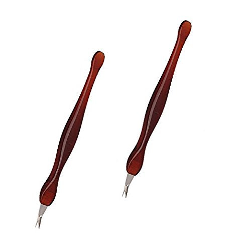 [Australia] - CJESLNA 2 Pack Practical Nail Art Tools Pedicure Cuticle Trimmer Dead Skin Callus Removal Fork Brown 