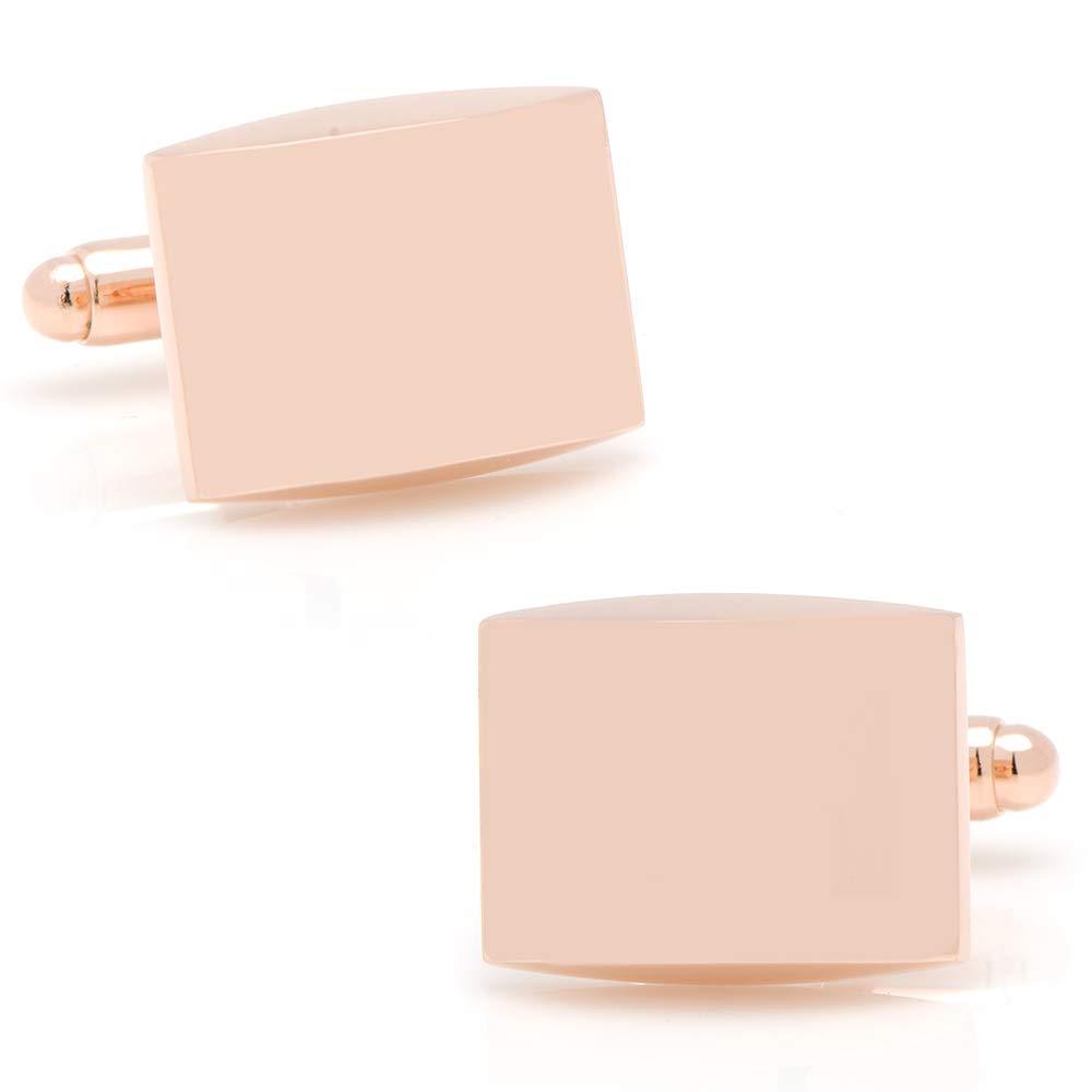 [Australia] - Ox and Bull Stainless Steel Curved Rose Gold-Tone Engravable Cufflinks 