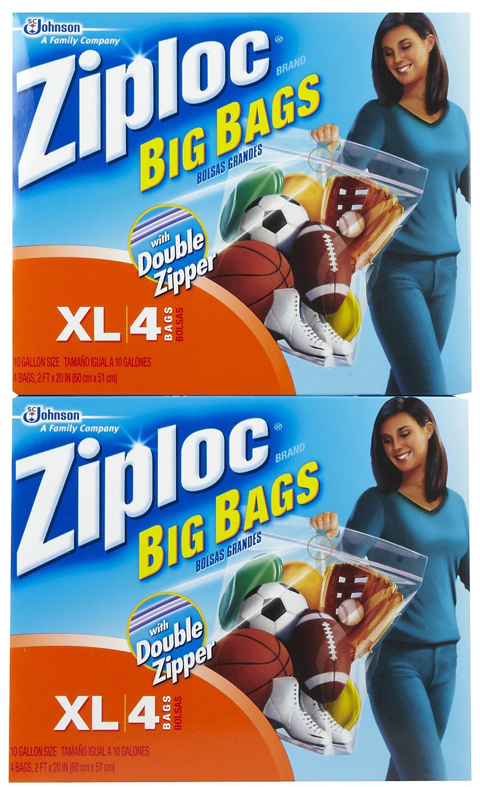 [Australia] - Ziploc Big Bags, XL, 4 Bags (Pack of 2) 