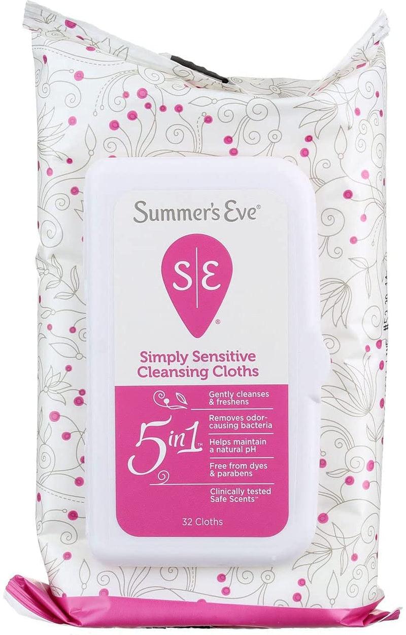 [Australia] - Summer's Eve Cleansing Cloths for Sensitive Skin - 32 ct - 2 pk 