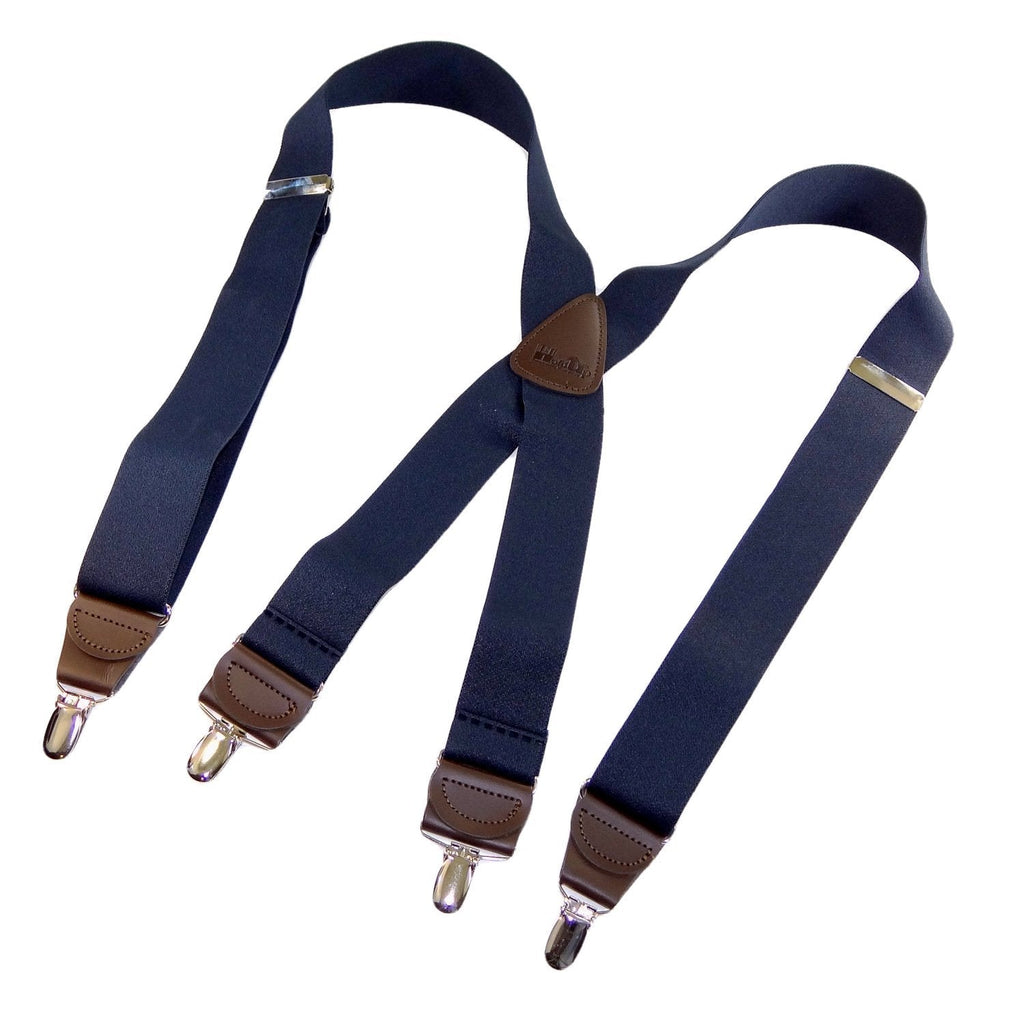 [Australia] - Holdup Suspender Company's Dark Ocean Blue Suspenders in X-back Style and Patented No-slip Silver-tone Clips 