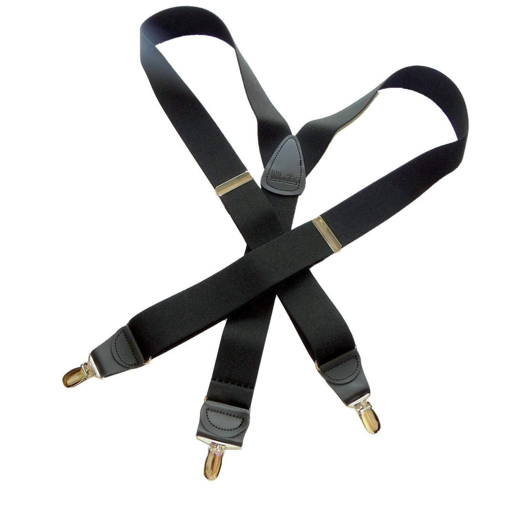 [Australia] - Holdup Casual Series All Black Casual Series Holdup Y-back Suspenders with Gold-tone No-slip Clips 