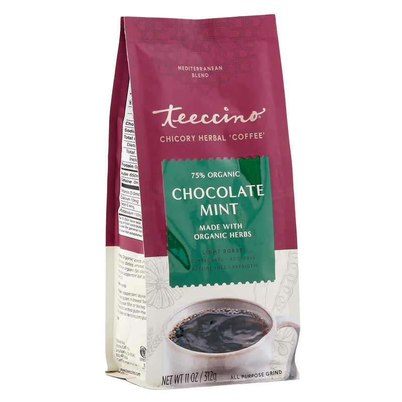 [Australia] - Teeccino Chicory Coffee Alternative – Chocolate Mint – Ground Herbal Coffee That’s Prebiotic, Caffeine Free & Acid Free, Light Roast, 11 Ounce 
