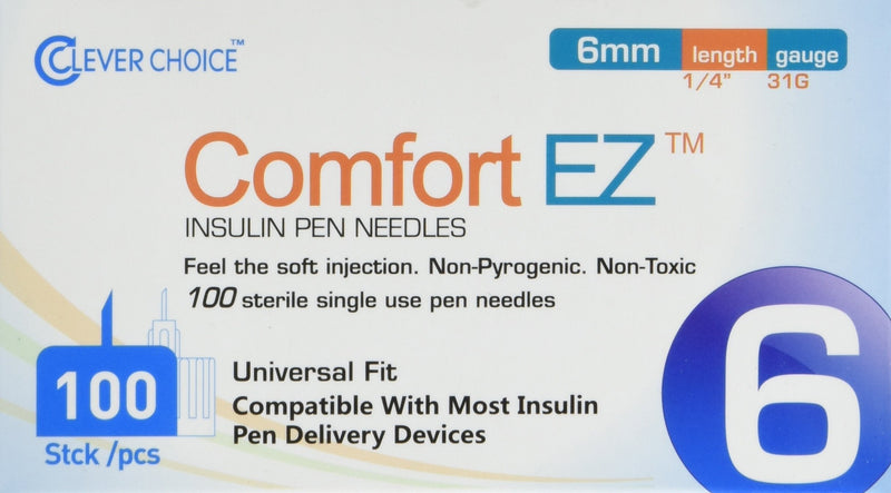 [Australia] - Clever Choice ComfortEZ Insulin Pen Needles 31G 6mm 100/bx 