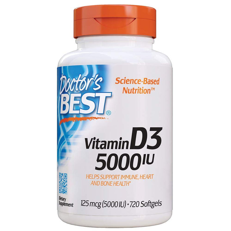 [Australia] - Doctor'S Best Vitamin D3 5, 000 Iu for Healthy Bones, Teeth, Heart & Immune Support, Non-GMO, Gluten-Free, Soy Free, 720 Count (Pack of 1) 