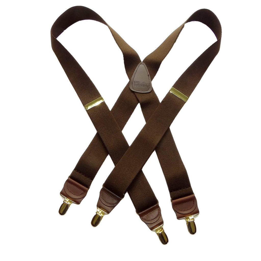 [Australia] - Holdup Suspender Company Casual Series Java Brown X-back Suspenders with Patented No-slip Gold-tone Clips 