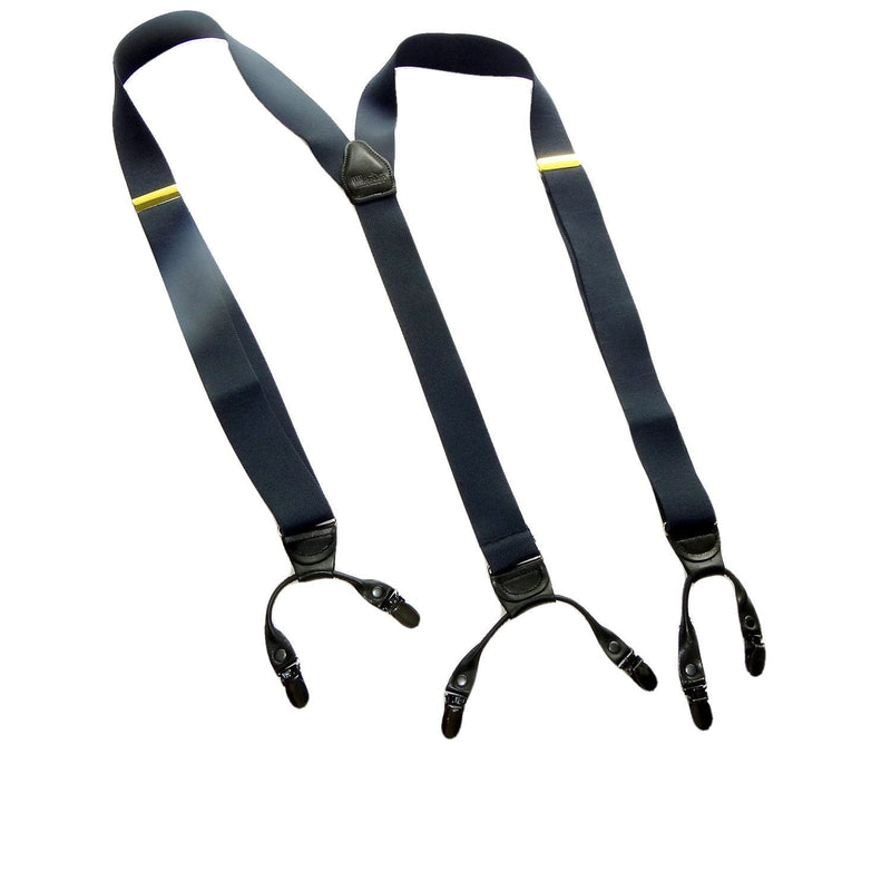 [Australia] - Holdup Brand USA made dark Ocean Blue Double-ups Style Suspenders with patented center pin No-slip Clips 