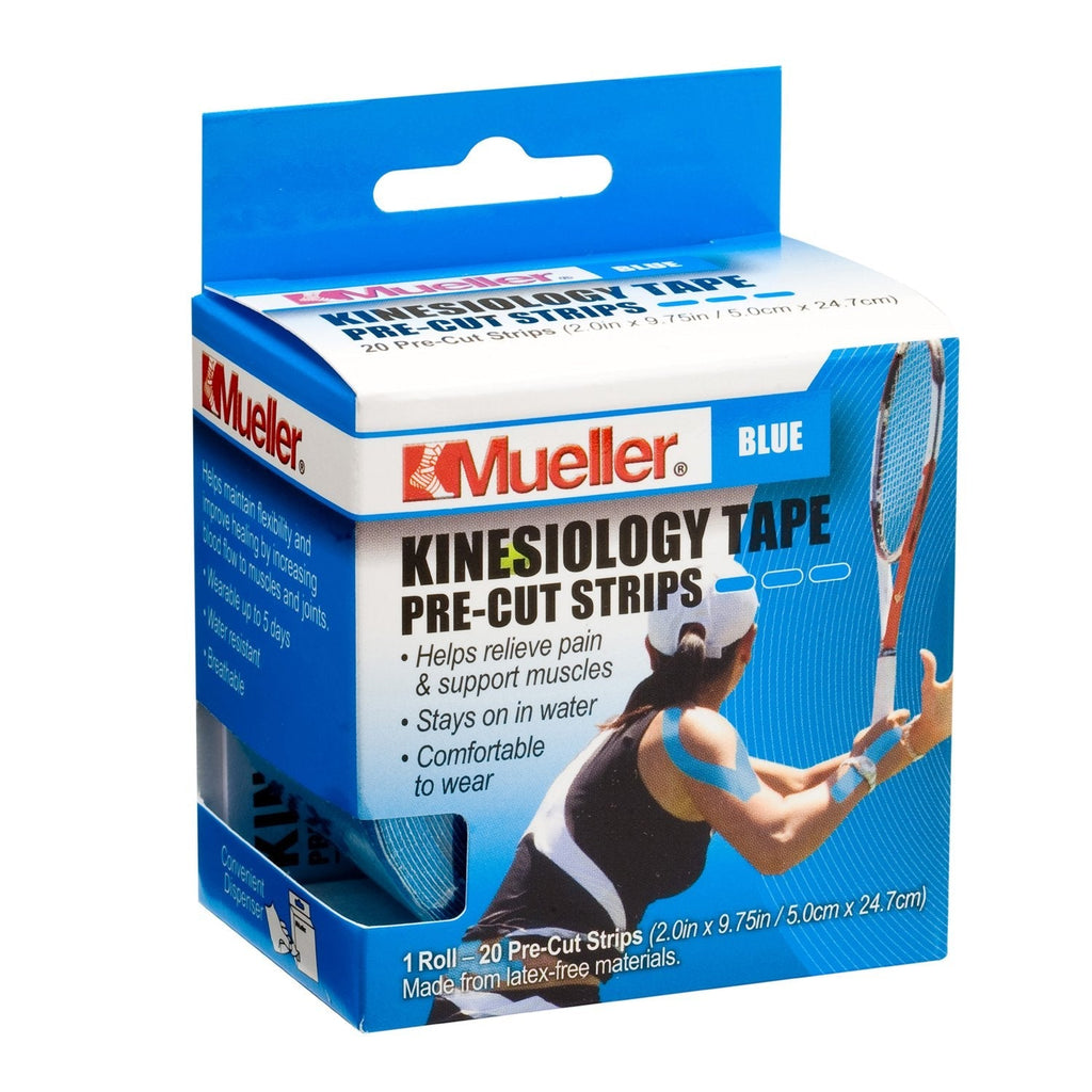 [Australia] - Mueller Sports Medicine Kinesiology Tape Pre-Cut Strips, Blue, 20 Strips (2" x 9.75" each) 
