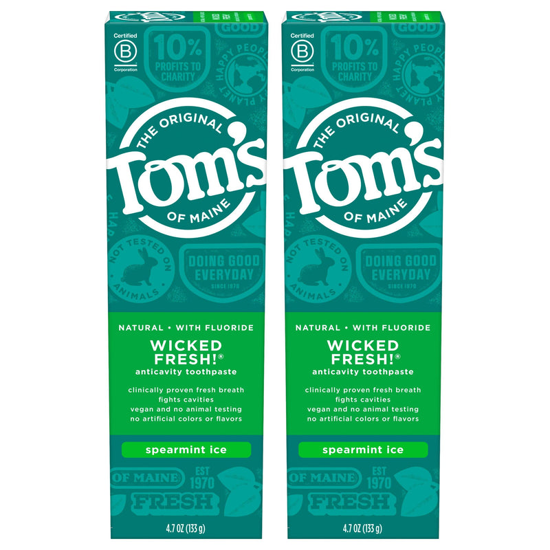 [Australia] - Tom's of Maine Natural Wicked Fresh! Fluoride Toothpaste, Spearmint, 4.7 oz. 2-Pack (Packaging May Vary) 4.7 Ounce (Pack of 2) 