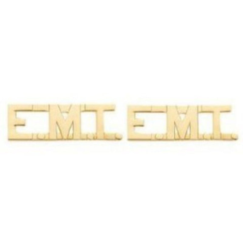 [Australia] - EMT E.MT. EMERGENCY MEDICAL TECHNICIAN Gold Uniform Shirt Collar Pins Brass 
