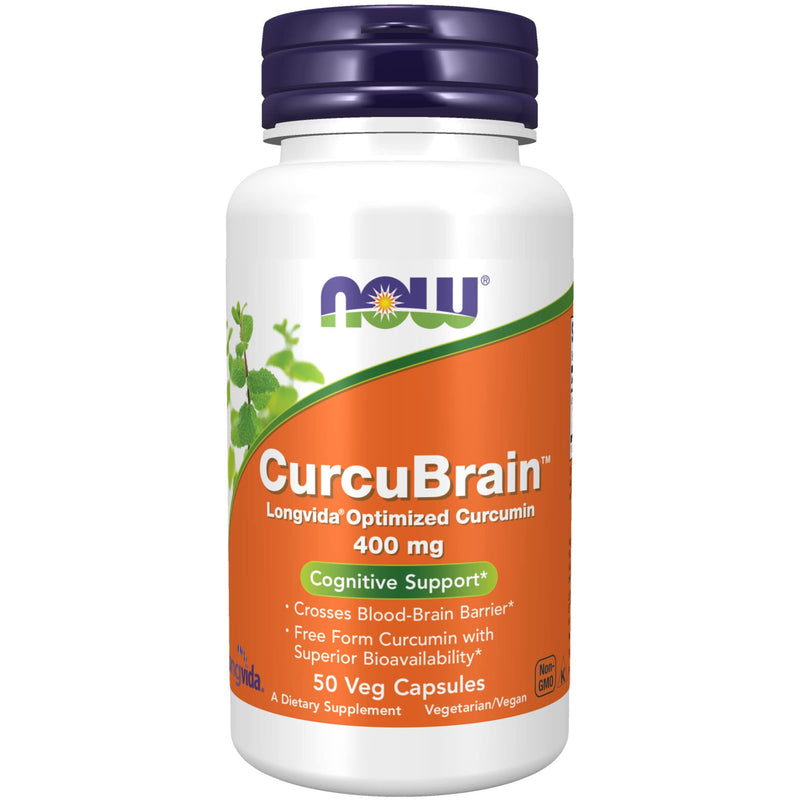 [Australia] - NOW Supplements, CurcuBrain™ 400 mg with Longvida® Optimized Curcumin, 50 Veg Capsules 