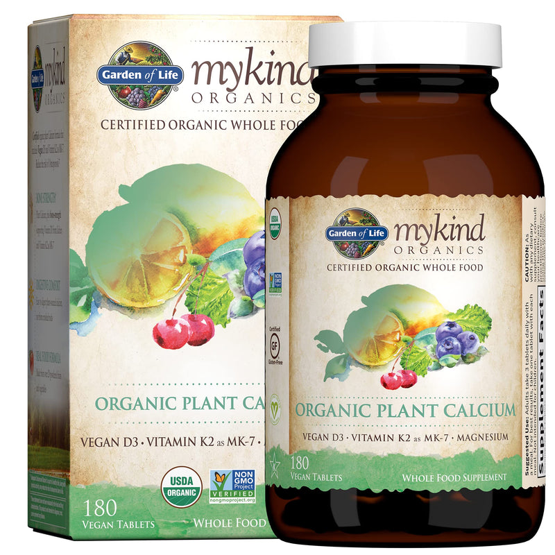 [Australia] - Garden of Life mykind Organics Plant Calcium Supplement Made from Whole Foods with Magnesium, Vitamin D as D3, and Vitamin K as MK7, Gluten-Free - 60 Day Count 180 Count (Pack of 1) 