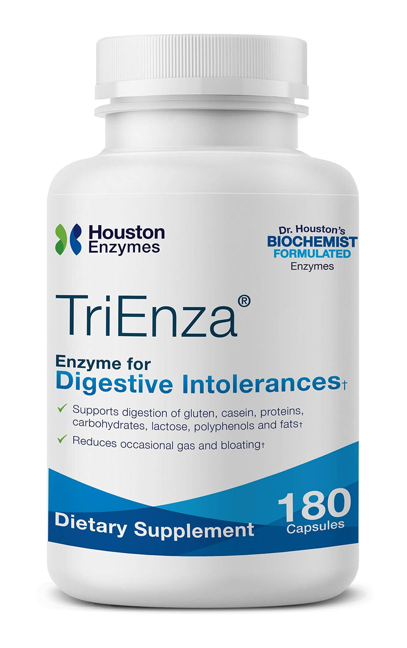 [Australia] - Houston Enzymes – TriEnza – 180 Capsules (90 Doses) – Broad-Spectrum Enzymes for Digestive Intolerances – Supports Digestion of Gluten, Casein, Soy, Proteins, Carbohydrates, Sugars, Fats & Polyphenols 180 Count (Pack of 1) 