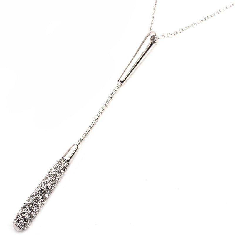 [Australia] - FC JORY White Gold GP Women Girl CZ Crystal Vertical Stick Bar Drop Y Pendant Chain Necklace 