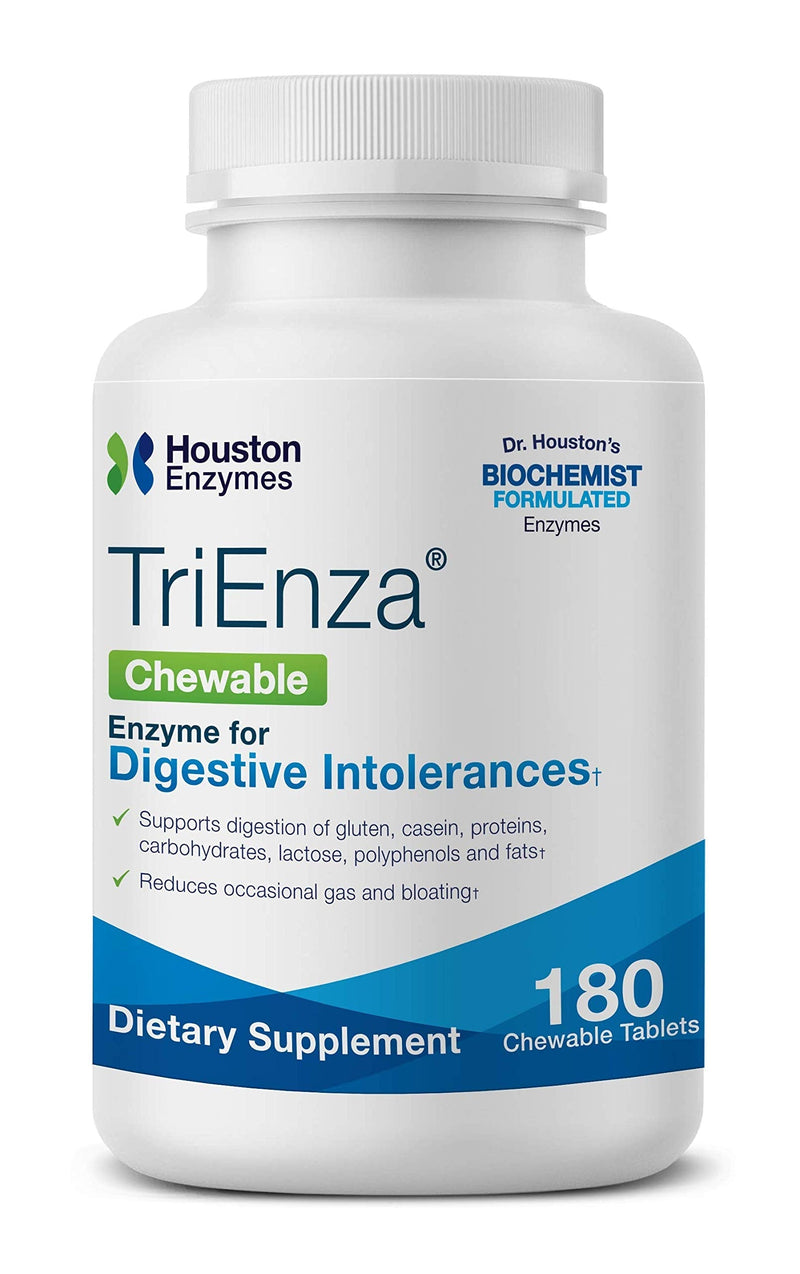 [Australia] - Houston Enzymes – TriEnza – 180 Chewable Tabs (45 Doses) –Broad-Spectrum Enzymes for Digestive Intolerances –Supports Digestion of Gluten, Casein, Soy, Proteins, Carbohydrates, Sugars, Fats & Phenols 