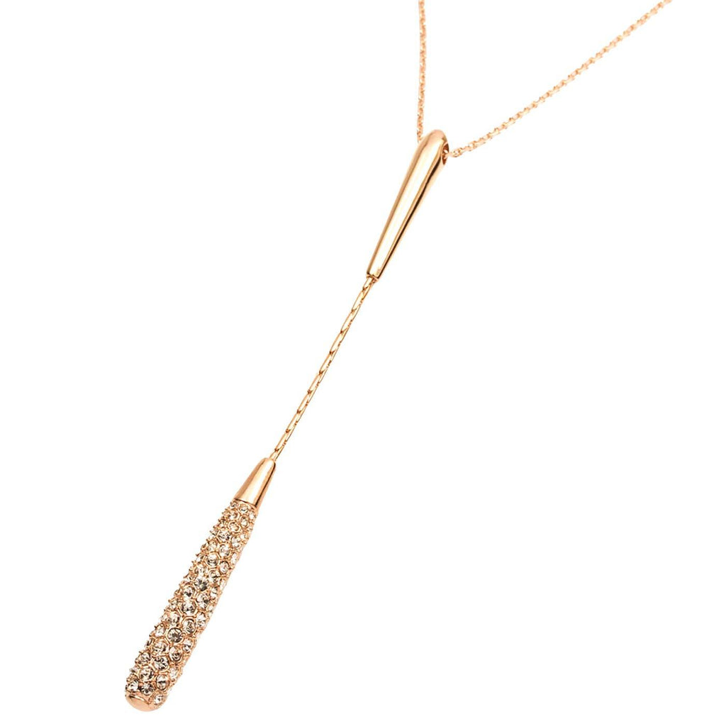 [Australia] - FC JORY Rose Gold GP Women Girl CZ Crystal Pendant Chain Long Drop Stick Y Necklace T12 