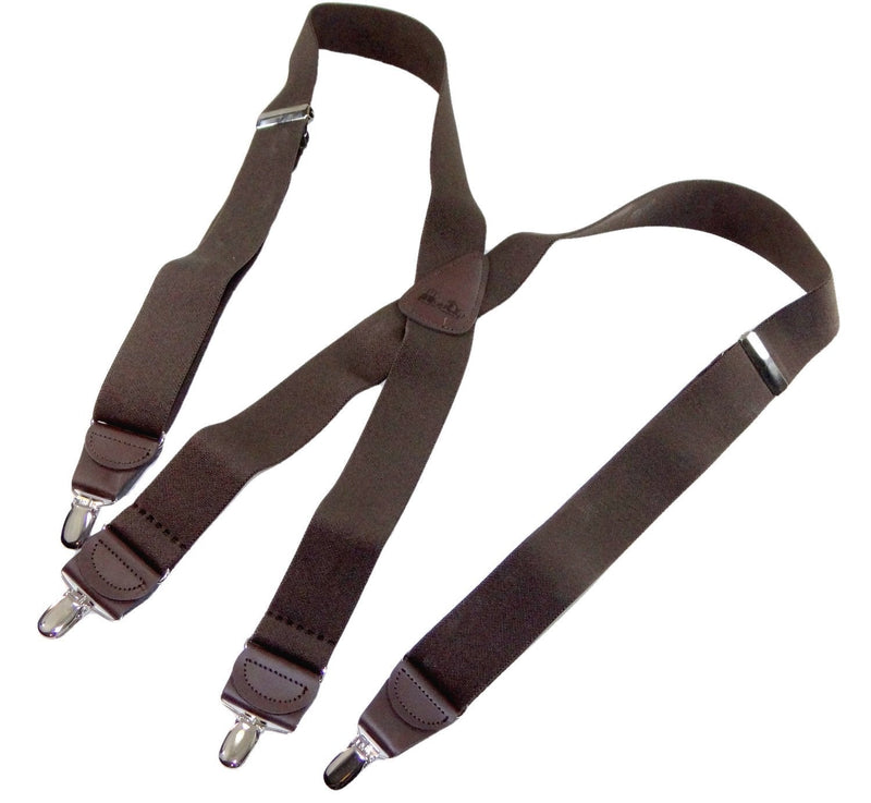 [Australia] - Hold-Up Dark Java Brown X-back Suspenders with Patented No-slip Silver Clips 