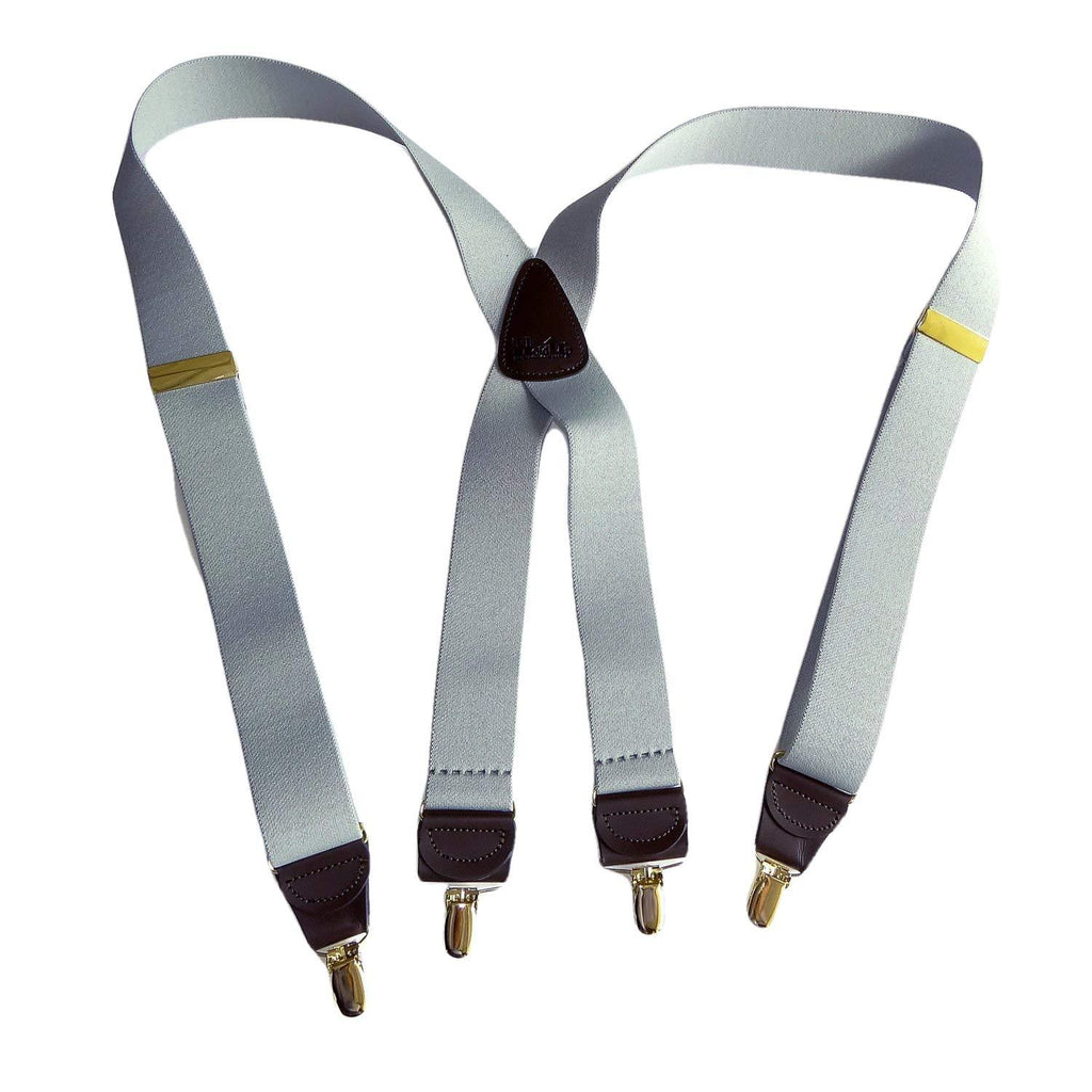 [Australia] - HoldUp X-back Suspenders in Light Silver Fox Gray are 1 1/2" Wide with No-slip Gold-tone Clips 