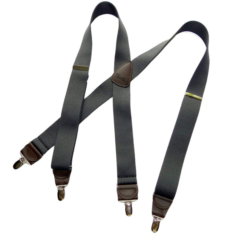 [Australia] - USA Made Slate Gray HoldUp brand X-back Suspenders with No-slip Silver-tone Clips 